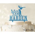 thumbnail image 1 of "Mr & Mrs Wedding Cake Topper Personalized Glitter Turquoise Blue Cake Topper Color Option Available 5""-7"" Inches Wide", 1 of 1