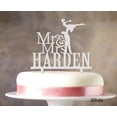thumbnail image 1 of "Mr & Mrs Wedding Cake Topper Personalized White Cake Topper Color Option Available 5""-7"" Inches Wide", 1 of 1