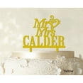 thumbnail image 1 of "Mr & Mrs Wedding Cake Topper Personalized Yellow Cake Topper Color Option Available 5""-7"" Inches Wide", 1 of 1