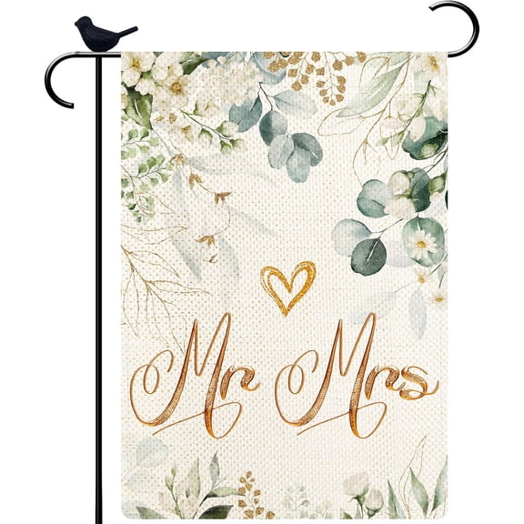 Mr and Mrs Wedding Garden Flag 12x18 Inch Valentine''s Day Anniversary Wedding Yard Outdoor Double Sided Flag Bride and Groom Holiday Party Yard Outdoor Decoration