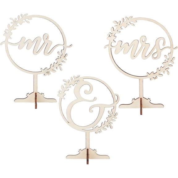Mr and Mrs Wedding Table Signs Vintage Rustic Wood Table Top Display Decorations Standing Mr and Mrs Letters for Anniversary Party Valentine's Day Decor for diy