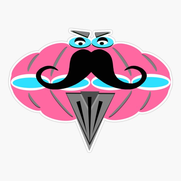 Mr Mustachio "The Bearded Clam" Sticker