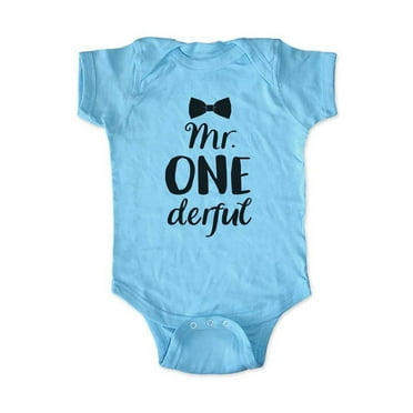 Mr. ONEderful Bow Tie - First Birthday Shirt or Bodysuit - Age 1 One year old - wallsparks cute & funny Brand