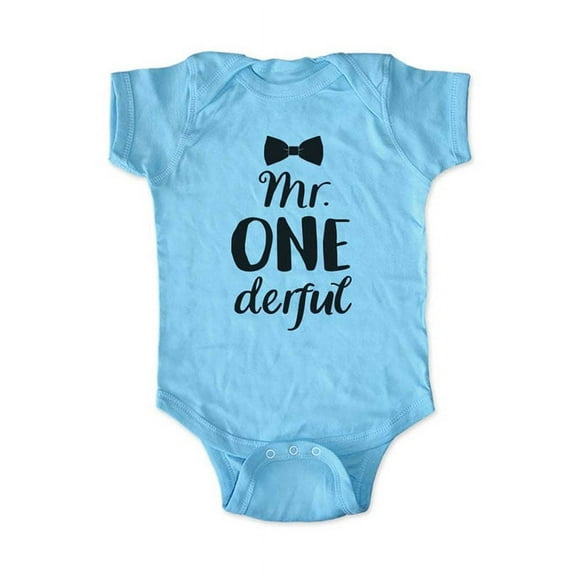 Mr. ONEderful Bow Tie - First Birthday Shirt or Bodysuit - Age 1 One year old - wallsparks cute & funny Brand