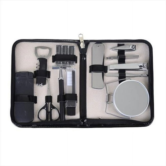 Mr. On The Move Midnight Black 7 x 5 Faux Leather Toiletry Bag Dopp Kit