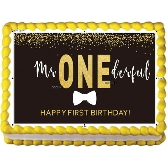 Mr. One-derful 1 Year Edible Image Birthday Cake Topper, by Edible Cake Topper