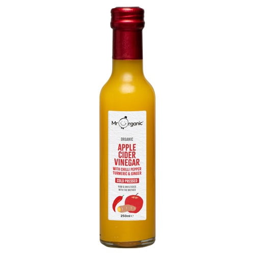 Mr Organic Apple Cider Vinegar with Turmeric, Chilli, Ginger 250ml, British Import (Pack of 2)