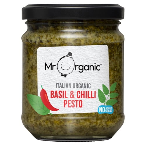 Mr Organic Basil & Chilli Pesto 190g, British Import (Pack of 2)