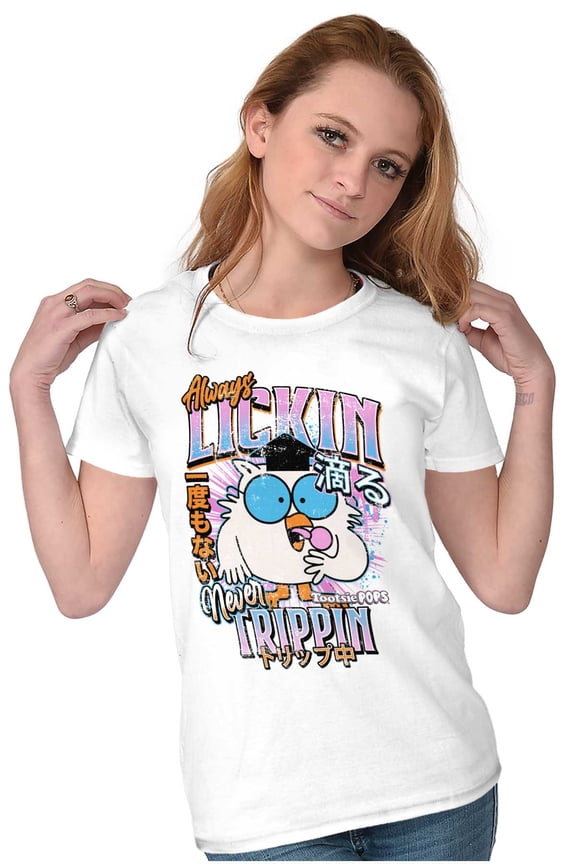 Mr Owl Always Lickin Never Trippin Womens Slim Fit Graphic Tee Brisco Brands M