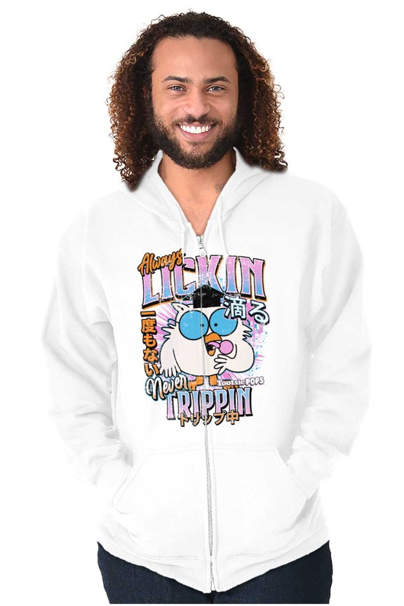 Mr Owl Always Lickin Never Trippin Zip Up Hoodie Men's Women's Brisco Brands S
