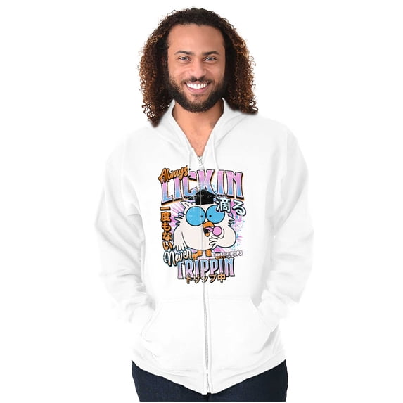 Mr Owl Always Lickin Never Trippin Zip Up Hoodie Men's Women's Brisco Brands S