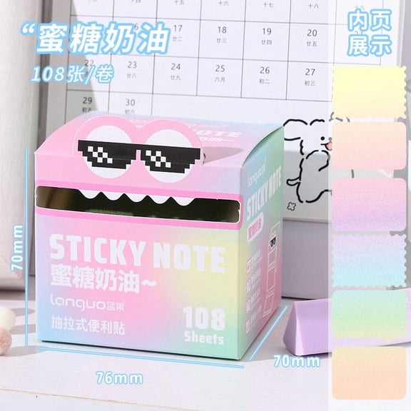 Mr. Paper 105/108Sheets/roll Pull-out Sticky Notes Student Stationery Sticky Notes Transparent Color Sticky Notes DIY Handbook