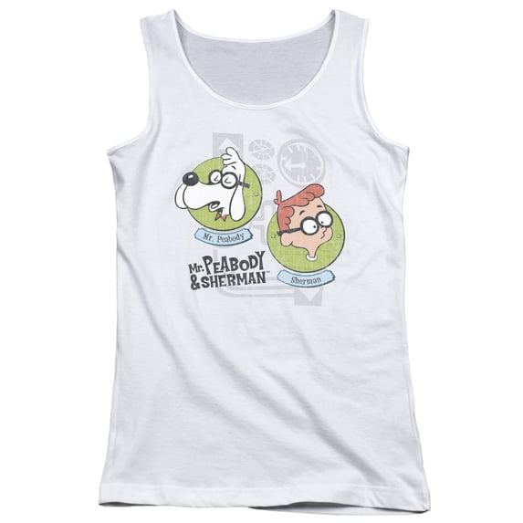 Mr Peabody & Sherman/Gadgets Junior Women's T-Shirts Tank Top White