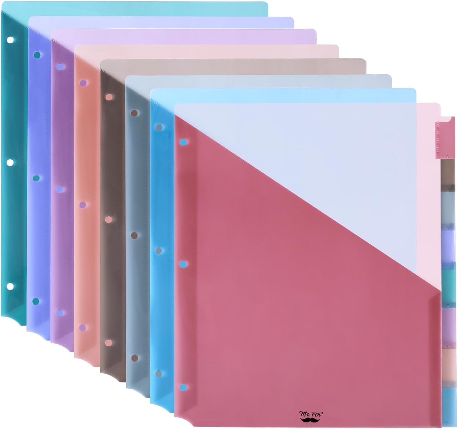 Mr. Pen, 8 Pack, 3 Ring Binder with Pockets and Tabs, 11.2m