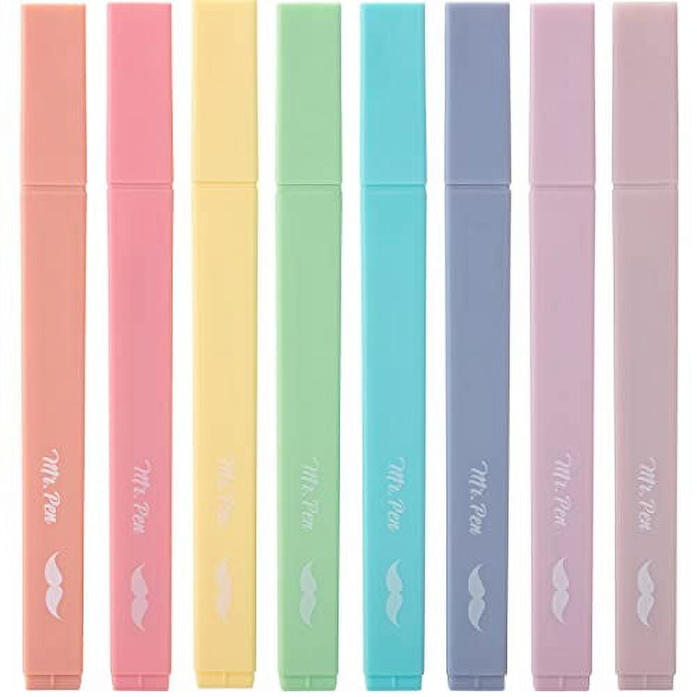 Mr. Pen Aesthetic Cute Pastel Highlighters Set, 8 pcs, Chisel Tip