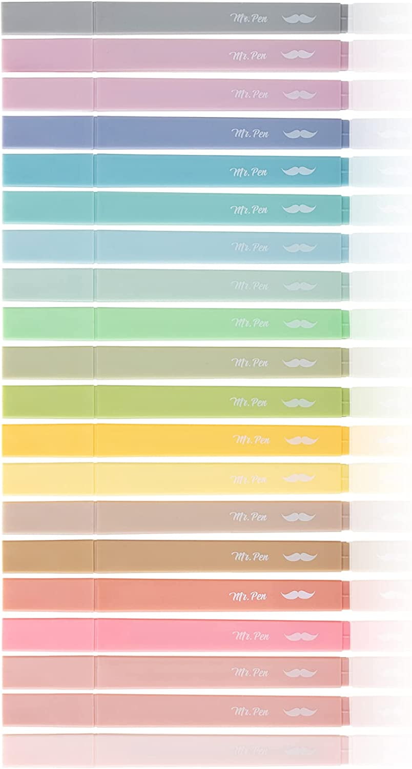 Mr. Pen- Aesthetic Highlighters, 20 pcs, Chisel Tip, Pastel Colors, No