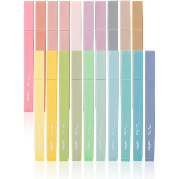 Mr. Pen- Aesthetic Highlighters, 20 pcs, Chisel Tip, Pastel Colors, No Bleed Bible Highlighter Pastel