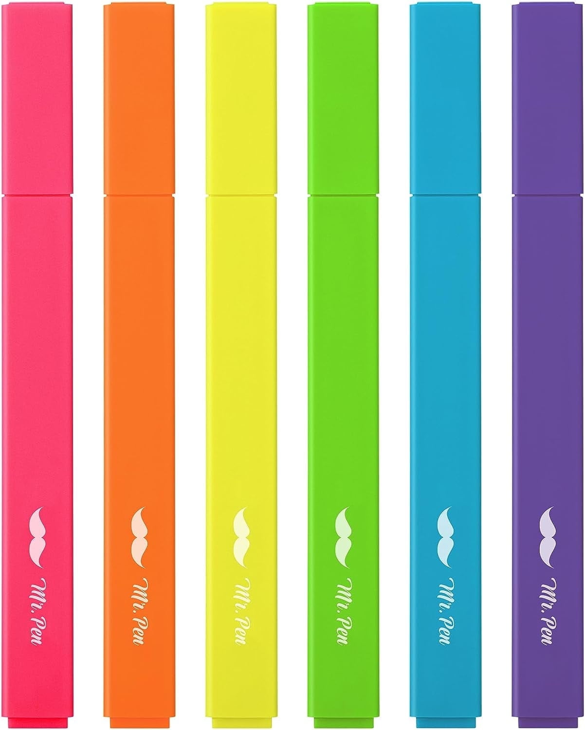 Mr. Pen- Aesthetic Highlighters, 6pcs, Chisel Tip, Vibrant Colors, Highlighters Assorted Color