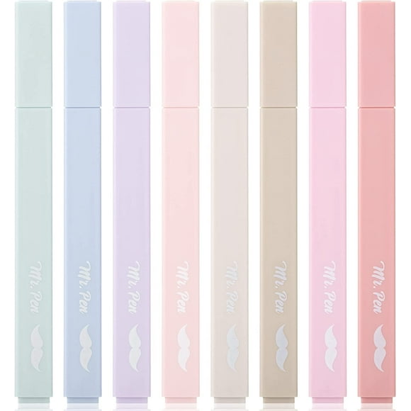 Mr. Pen- Aesthetic Highlighters, 8 Pcs, Chisel Tip, Muted Pastel Color, Assorted Color Highlighter Set