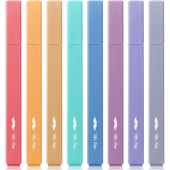 Mr. Pen- Aesthetic Highlighters, 8 Pcs, Chisel Tip, Muted Pastel Color, No Bleed Bible Highlighter Pastel
