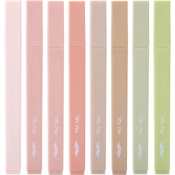 Mr. Pen- Aesthetic Highlighters, 8 pcs, Chisel Tip, Boho Colors, No Bleed Bible Highlighter Pastel