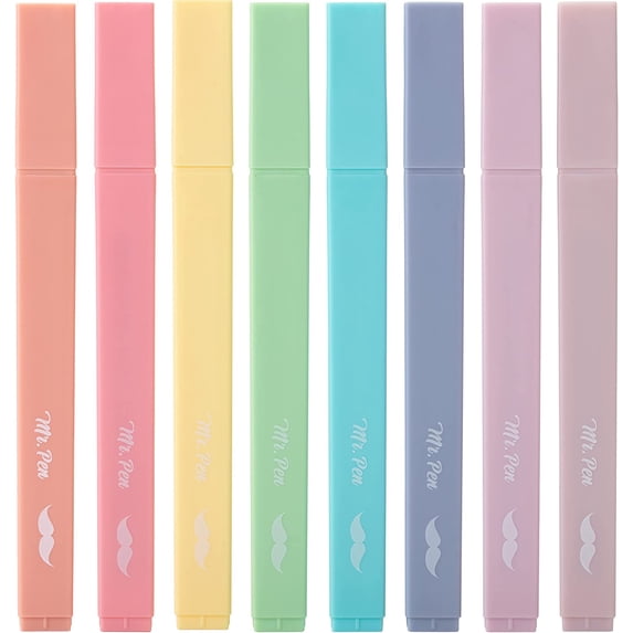 Mr. Pen- Aesthetic Highlighters, 8 pcs, Chisel Tip, Candy Colors, No Bleed Bible Highlighter Pastel