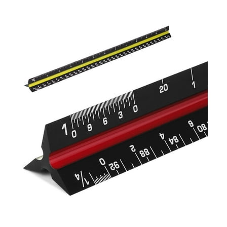 Mr. Pen Aluminum Architectural Scale Ruler, 12", Black