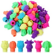 Mr. Pen Animal Eraser Pencil Caps Erasers, Assorted Colors, 60 Pack