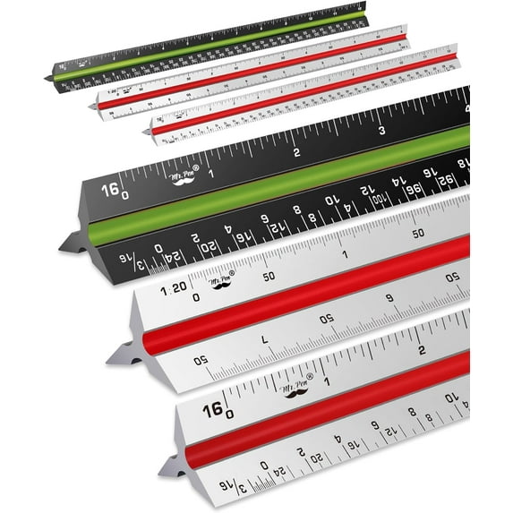 Mr. Pen- Architectural Scale Ruler, 12 Inch, 3 pcs, Engineering Scale Ruler Contractor, Scale Ruler for Blueprints, Architect Ruler