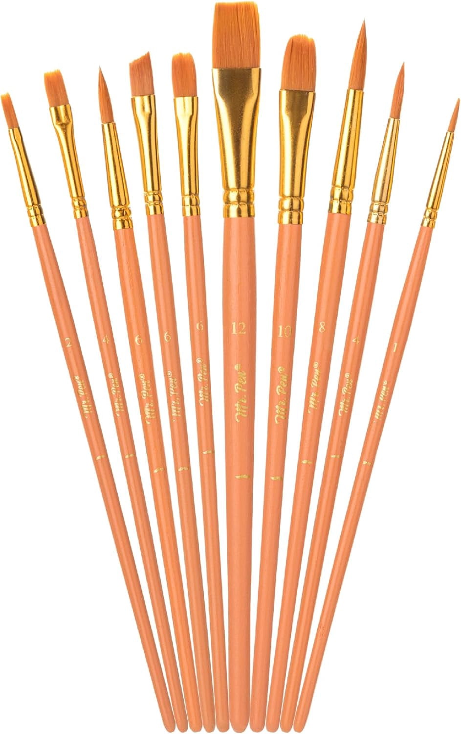 Country Chic Artist Paint Brushes - Set Of 5 Assorted Sizes, Synthetic Bristles For Oil & Acrylic