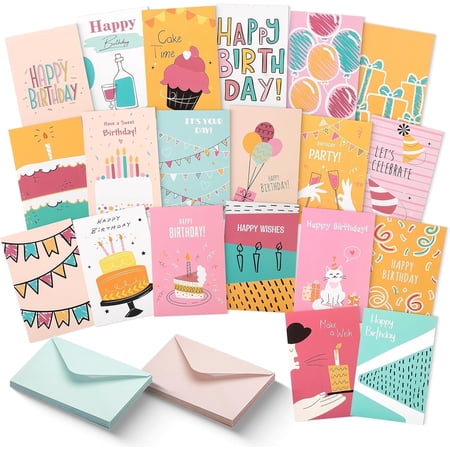 Mr. Pen- Assorted Birthday Cards with Envelopes, 20 Pack, 4 x 6 Inches, Birthday Cards Pack