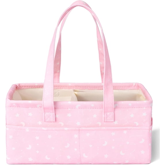 Mr. Pen- Baby Diaper Caddy Organizer, Pink with Star Pattern, Car Diaper Caddy, Baby Caddy Organizer, Portable Diaper Caddy, Diaper Organizer for Changing Table