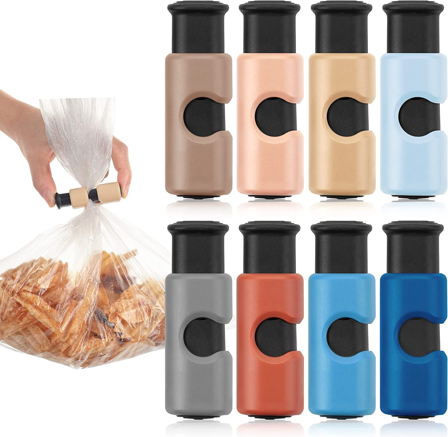 Squeeze Bread Bag Clips, Bag Cinches, Bagel Bag Clips, Slip Grip Easy  Squeeze & Lock, 6 Pack 1f0d