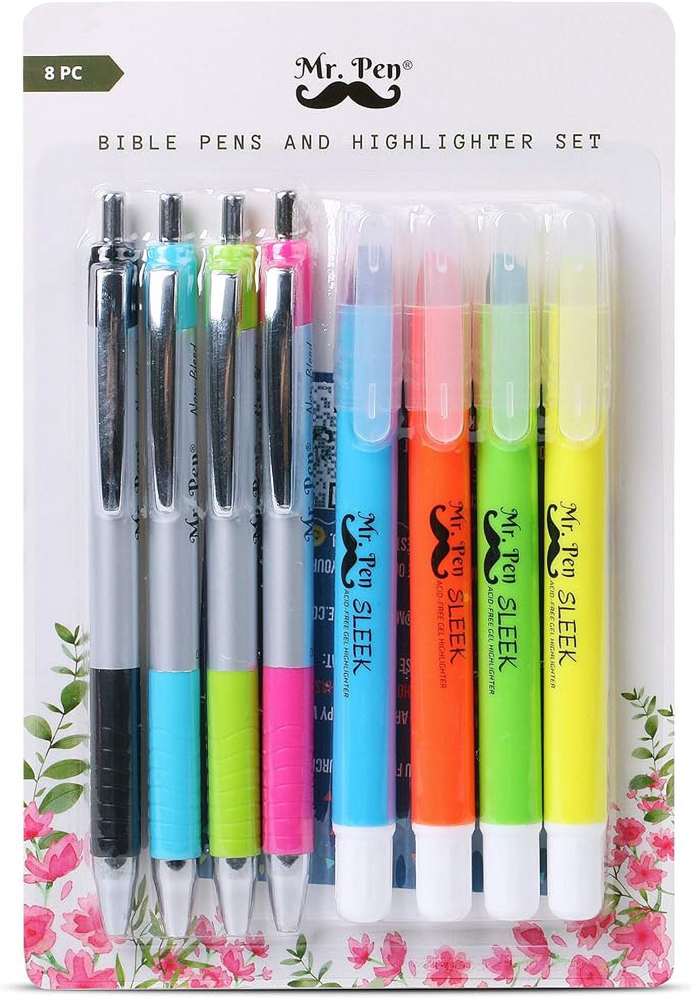 Mr. Pen- Aesthetic Highlighters and Gel Pens No Bleed, 10 Pack, Morandi Color Bible Highlighters No Bleed, Black Ink Bible Pens, Highlighter Pens, No