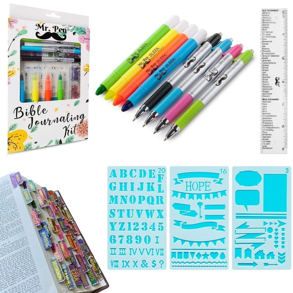 Mr. Pen- Bible Journaling Kit with Bible Assorted Color Highlighters and Pens No Bleed Fine Tip, Bible Tabs