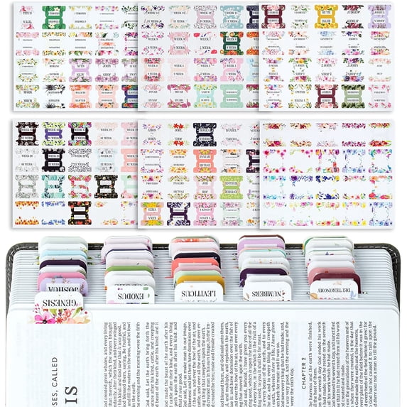Mr. Pen- Bible Tabs, 120 Pcs, Laminated Bible Tabs with Floral Design