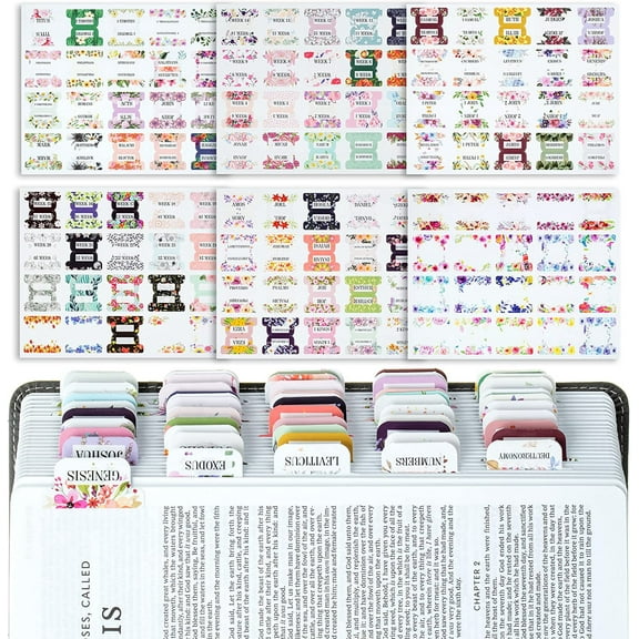 Mr. Pen- Bible Tabs, 120 Pcs, Laminated Bible Tabs with Floral Design