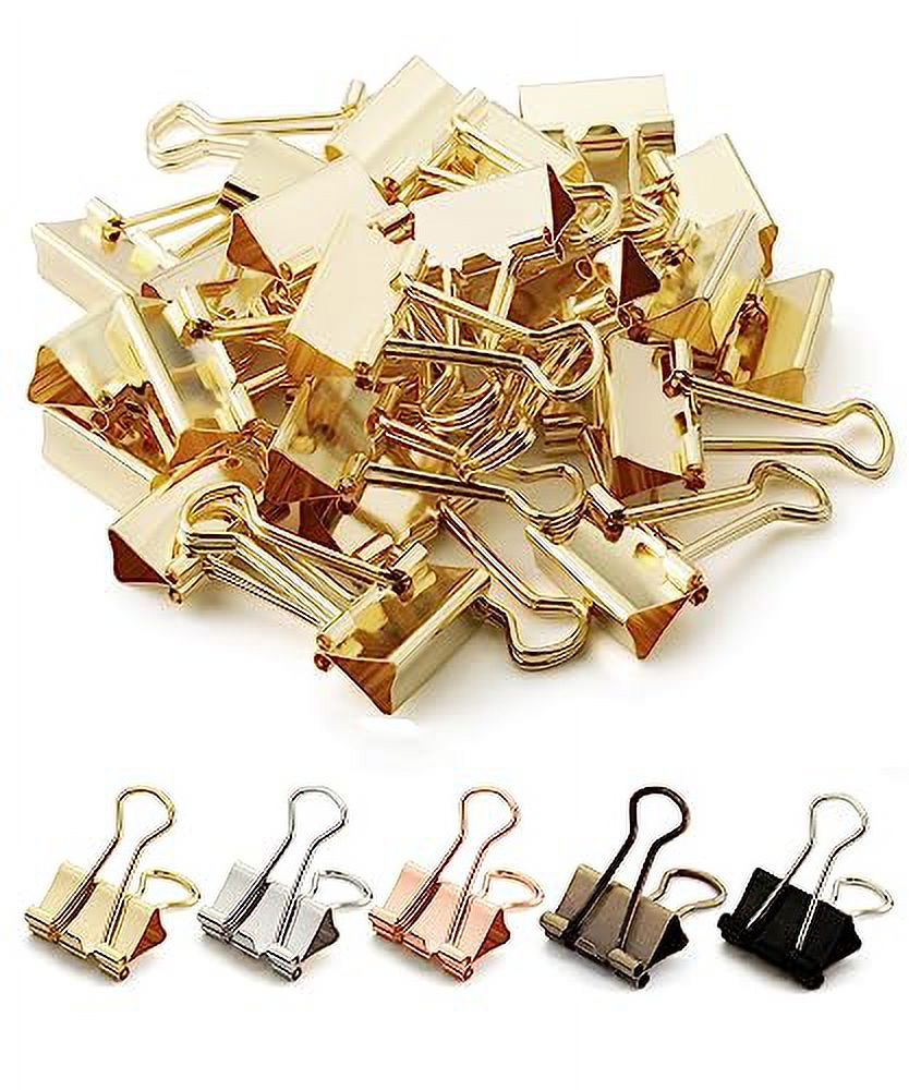 Mr. Pen Binder Clips, Small Binder Clips, 50Pack, 0.75 in, Gold, Small