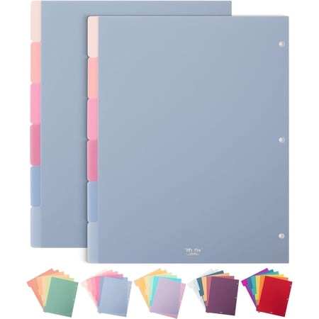 Mr. Pen- Binder Dividers, 6 Tab Dividers, Pack of 2 Sets (12 Dividers Total), Dividers, Plastic Dividers for 3 Ring Binder