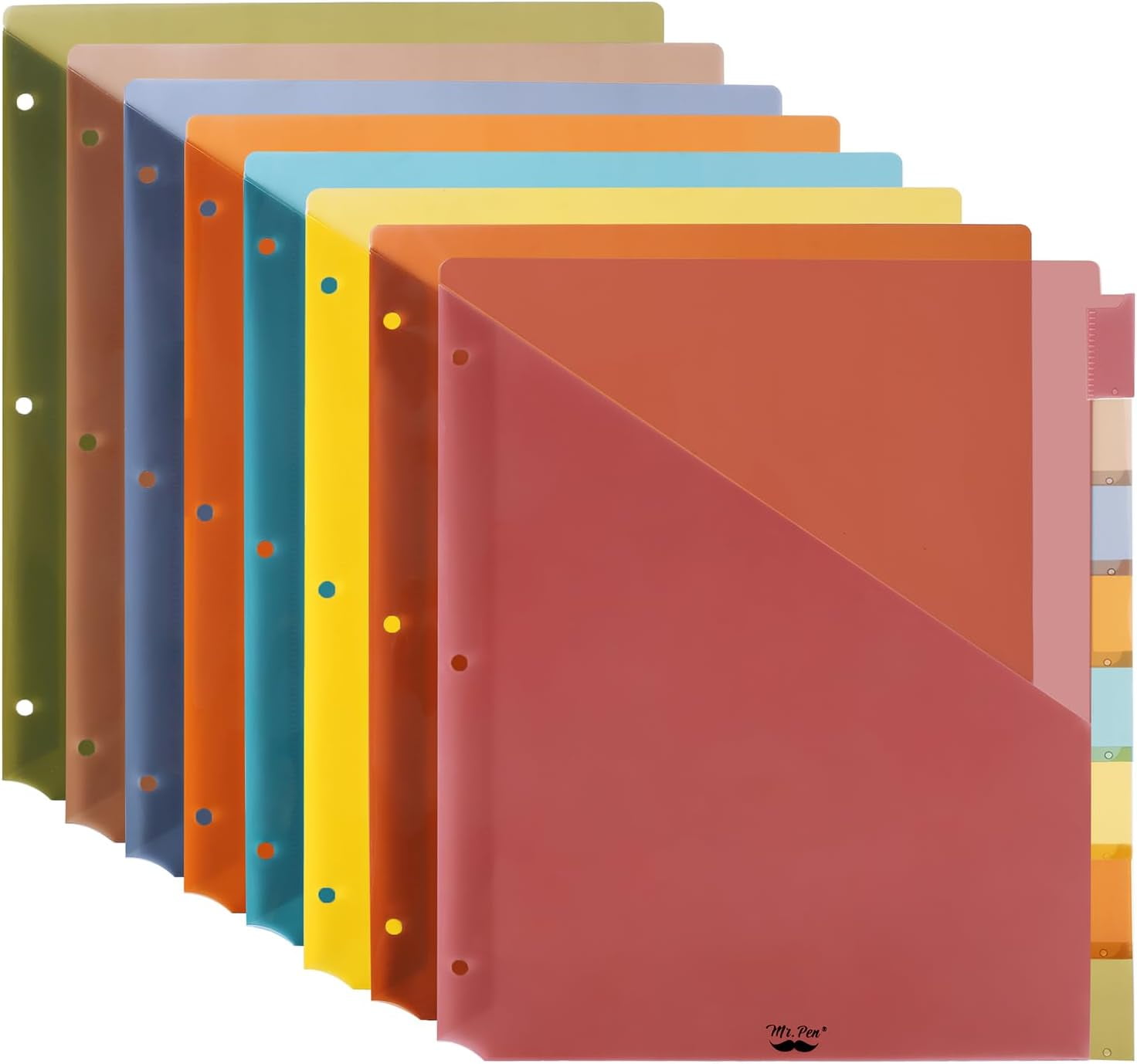 Mr. Pen- Binder Dividers With Pockets And Tabs, 8 Pack, Vintage Colors 