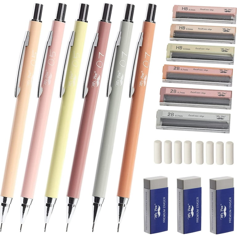 Mr. Pen- Boho Mechanical Pencil Set with Lead and Erasers Refills, 6 Pack,  Boho Theme, 0.5mm & 0.7 mm, Cute Pencils - Mr. Pen Store