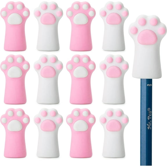 Mr. Pen- Cat Paw Top Eraser, 12 Pack, Cute Erasers for Kids, Pencil Erasers Toppers