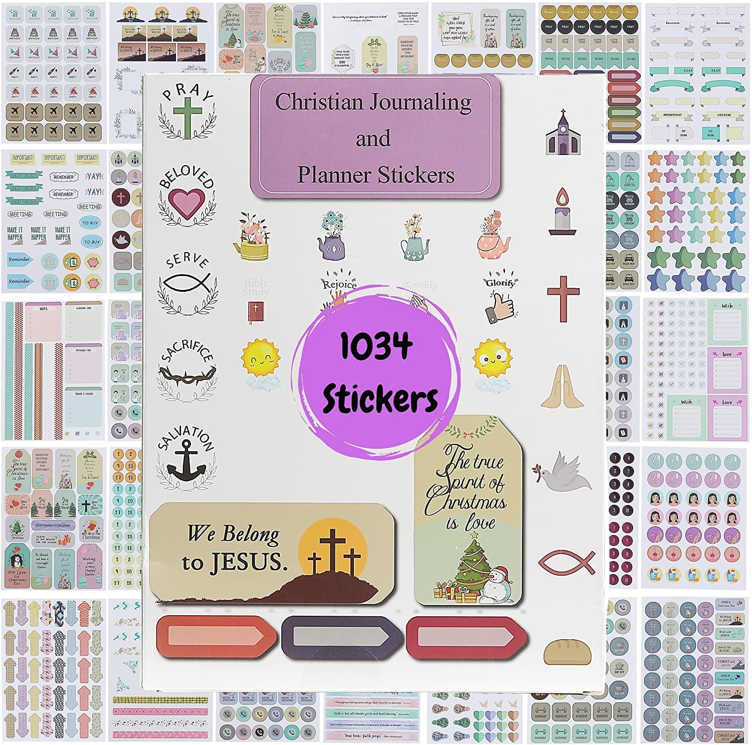 Mr. Pen- Christian Journaling Stickers, 31 Sheets, 1034 Pcs, Christian Stickers For Planners And Journals