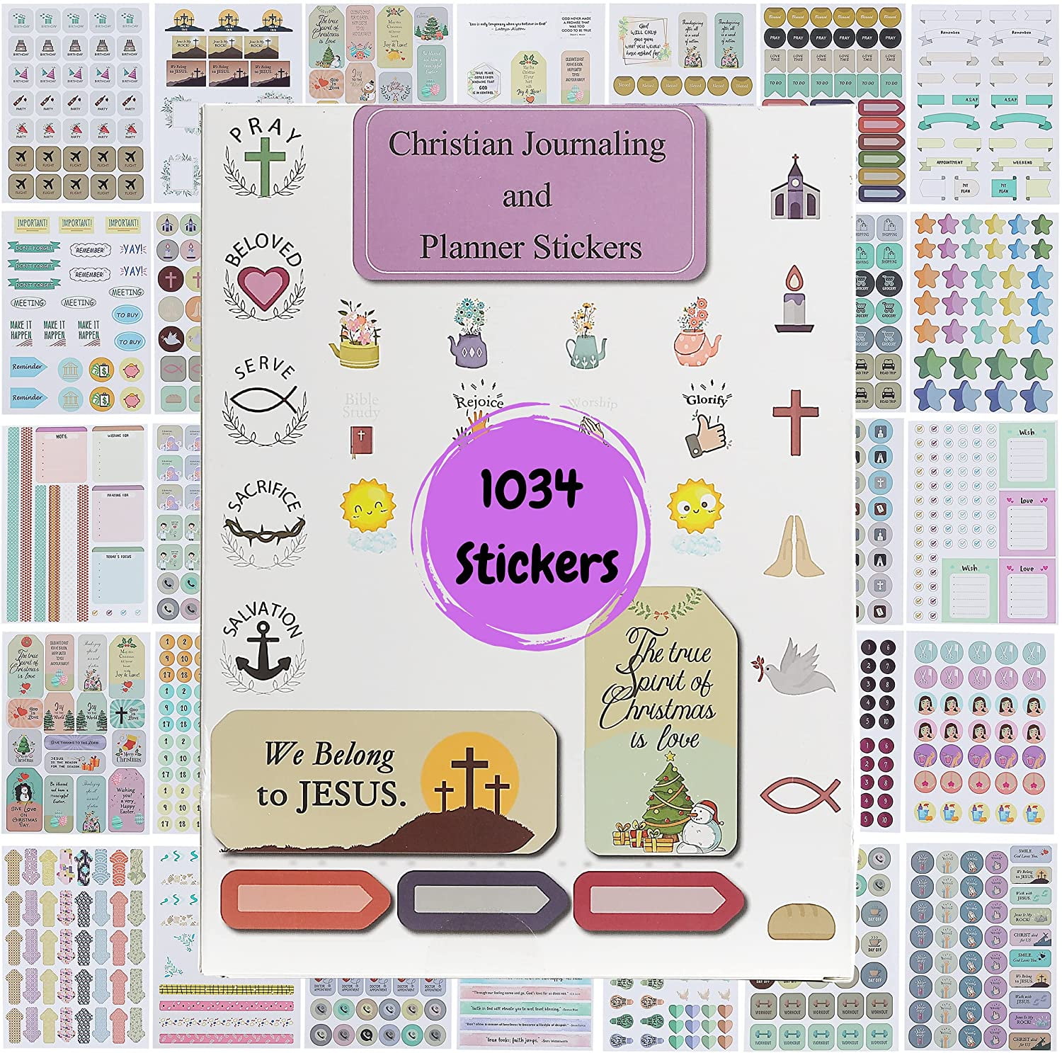 Mr. Pen- Christian Journaling Stickers, 31 Sheets, 1034 Pcs, Christian  Stickers For Planners And Journals 