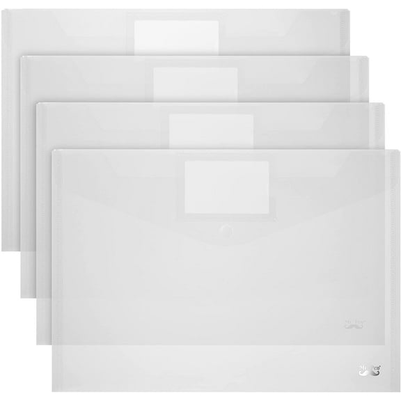 Mr. Pen- Clear Plastic Envelopes, 4 Pack, A4, Letter Size, Plastic Envelopes with Snap Closure, Poly Envelopes