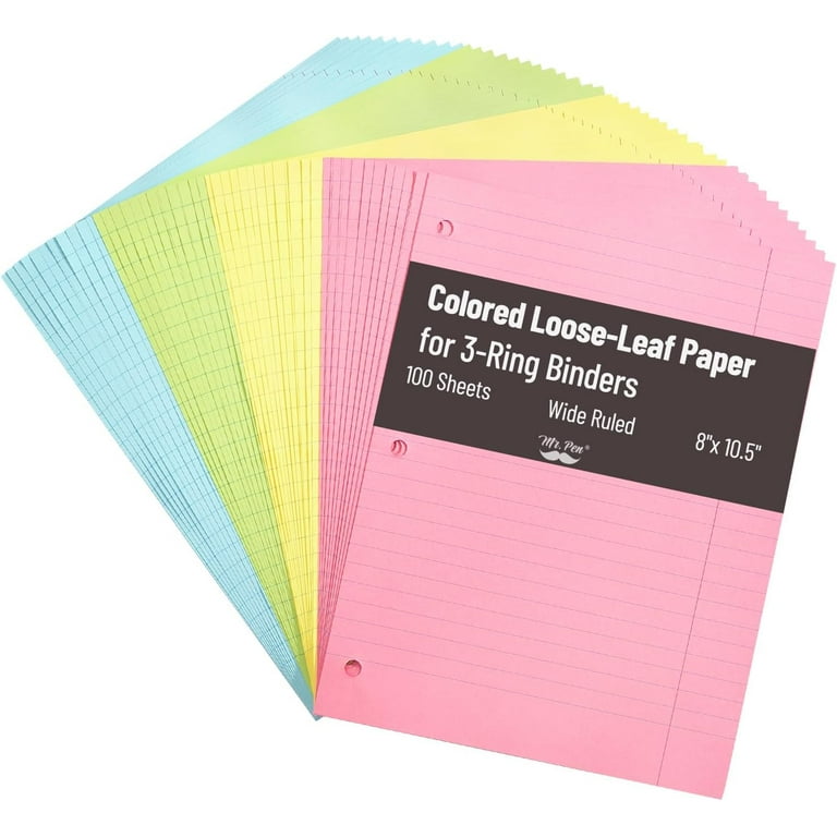 Colored Notebook Paper, Wide Ruled