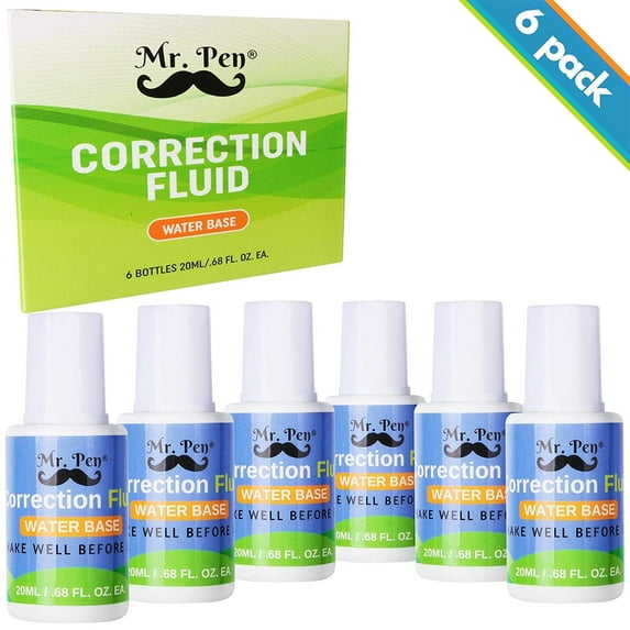 Mr Pen- Correction Fluid, Pack of 6, Correction Liquid White, Liquid Eraser, White Correction Fluid Foam, White Fluid, White Out,