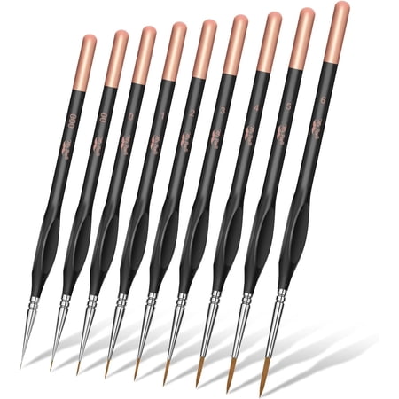 Mr. Pen- Detail Paint Brushes Set, 9 pcs, Rose Gold/Black, Miniature Paint Brushes