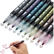 Mr. Pen- Double Line Outline Markers, 10 Colors, Shimmer Markers, Outline Markers Self-Outline Metallic Markers for All Ages