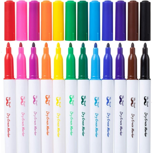 Mr. Pen Dry Erase Markers, 12 Pack, Assorted Colors, White Board